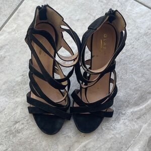 Glaze Elegant Black Strappy Heels